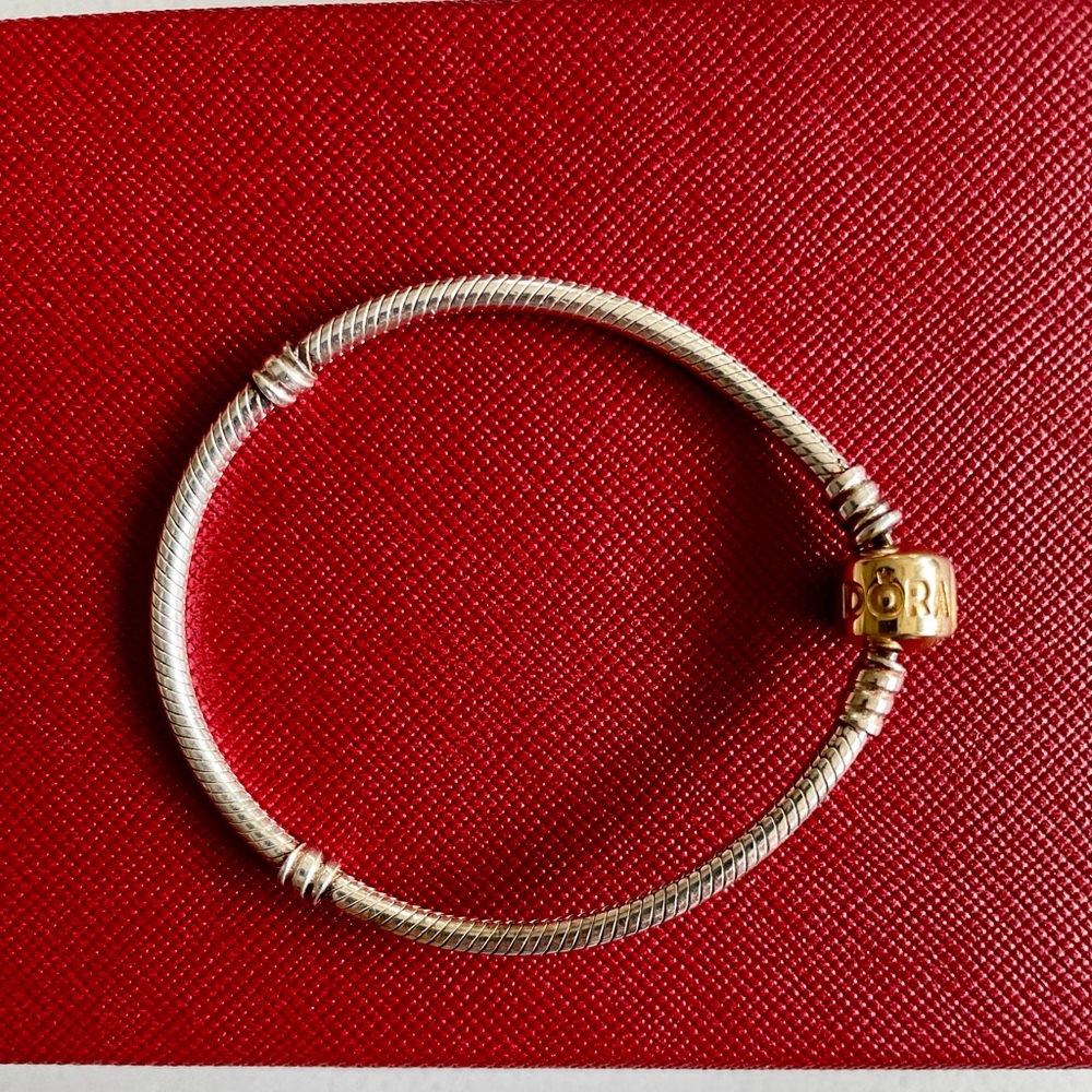 Pandora Sterling Silver Bracelet with 14K Gold Clasp